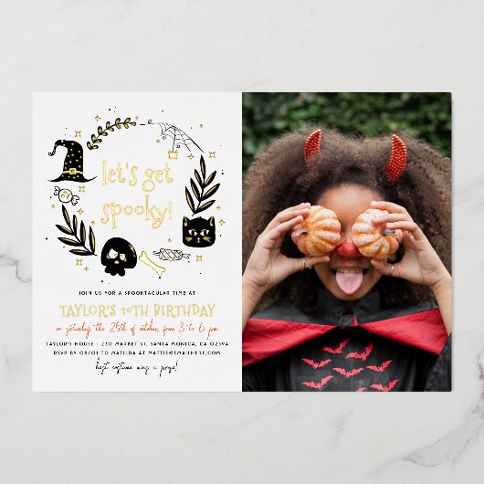 Invitation En Aluminium Real Foil Obtient Éffrayant Halloween Photo Annive (Recto)