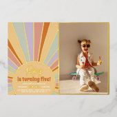 Invitation En Aluminium Real Foil Super Sun Boho Daisy Photo Anniversaire (Recto)