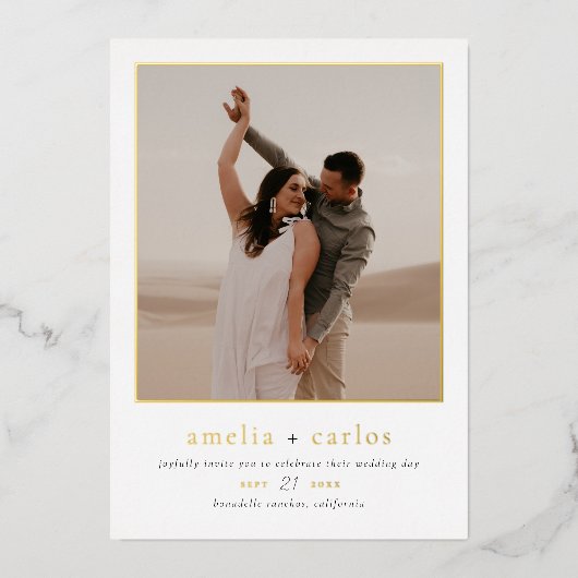 Invitation En Aluminium Real Foil | Typografy Modern Photo Wedding (Recto)