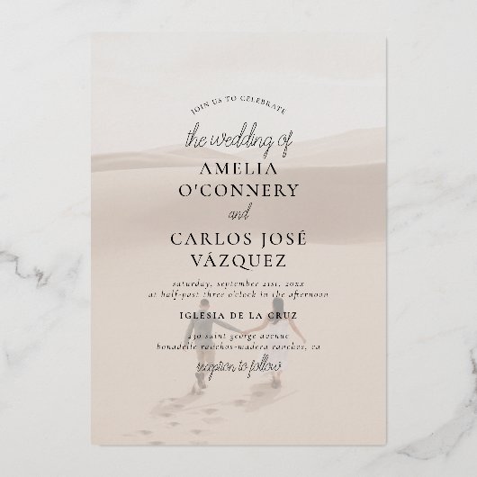 Invitation En Aluminium Real Foil | Typografy Modern Photo Wedding (Verso)