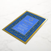 Invitation En Aluminium Real Gold Foil Blue Star de David Bat mitzvah (Rotation)