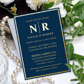 Invitation En Aluminium Real Gold Foil Élégant Mariage Monogramme Moderne