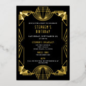 Invitation En Aluminium Real Gold Foil Gatsby Roaring 20s Anniversaire (Recto)