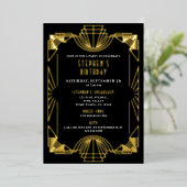 Invitation En Aluminium Real Gold Foil Gatsby Roaring 20s Anniversaire (Debout devant)