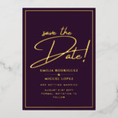 Invitation En Aluminium Real GOLD Foil Plum Purple Enregistrer le Mariage  (Recto)