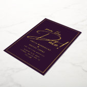 Invitation En Aluminium Real GOLD Foil Plum Purple Enregistrer le Mariage  (Rotation)