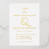 Invitation En Aluminium Real Gold Foil Simple Elegant Mariage blanc (Recto)