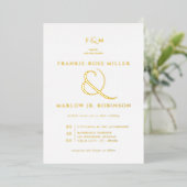 Invitation En Aluminium Real Gold Foil Simple Elegant Mariage blanc (Debout devant)