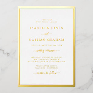 Invitation En Aluminium Real Gold Foil Simple mariage élégant