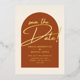 Invitation En Aluminium Real GOLD Foil Terracotta Enregistrer la date Mari