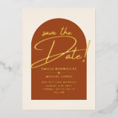 Invitation En Aluminium Real GOLD Foil Terracotta Enregistrer la date Mari (Recto)