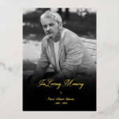 Invitation En Aluminium Real Golden In Loving Memory BW Photo Funeral (Recto)