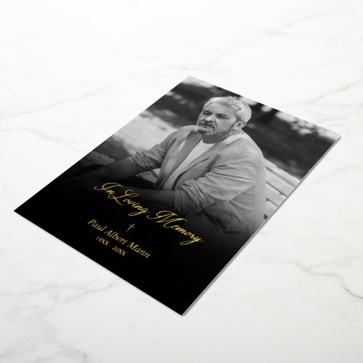 Invitation En Aluminium Real Golden In Loving Memory BW Photo Funeral (Rotation)