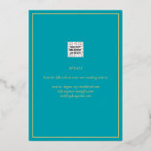 Invitation En Aluminium Real OR Turquoise Enregistrer le Mariage de date (Verso)