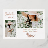 Invitation En Aluminium Real Rose Gold Branches tendance Graduation 2 Phot (Recto)