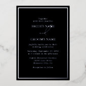 Invitation En Aluminium Real Silver Foil Moderne Black & Silver Mariage (Recto)