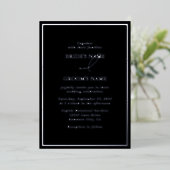 Invitation En Aluminium Real Silver Foil Moderne Black & Silver Mariage (Debout devant)