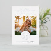 Invitation En Aluminium Real Silver Romantic Floral Wreath Photo (Debout devant)