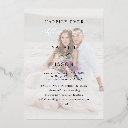 Invitation En Aluminium Réception après mariage photo de fête v2 (Recto)