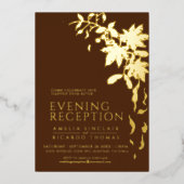 Invitation En Aluminium Réception de mariage aux feuilles d'automne brunes (Recto)