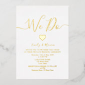 Invitation En Aluminium Réception de mariage blanc et or (Recto)