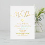 Invitation En Aluminium Réception de mariage blanc et or (Debout devant)