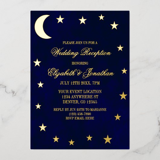 Invitation En Aluminium Réception de mariage céleste dans le ciel (Recto)