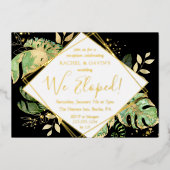 Invitation En Aluminium Réception de mariage de l'Elopement tropical Noir  (Recto)