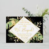 Invitation En Aluminium Réception de mariage de l'Elopement tropical Noir  (Debout devant)