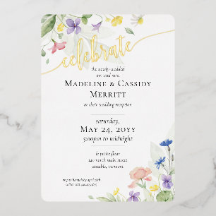 Invitation En Aluminium Réception de mariage élégante aquarelle fleurs sau