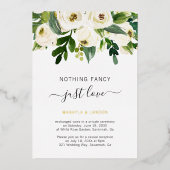 Invitation En Aluminium Réception de mariage élégante avec fleurs blanches (Recto)