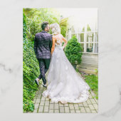 Invitation En Aluminium Réception de mariage élégante avec fleurs blanches (Verso)