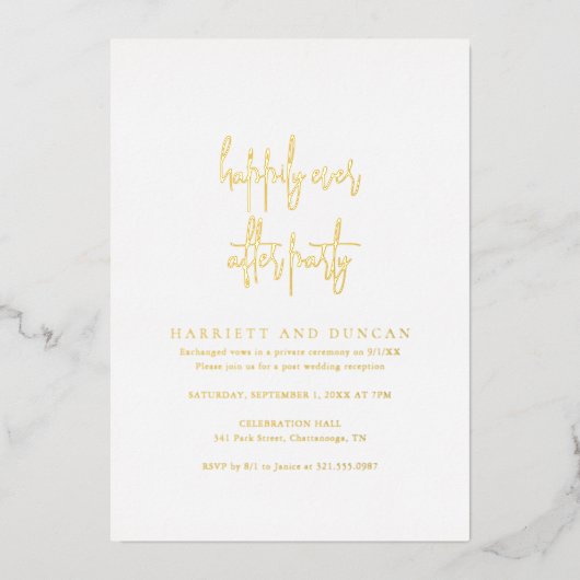 Invitation En Aluminium Réception De Mariage Élégante Et Intemporelle (Recto)