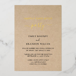 Invitation En Aluminium Réception de Mariage Élégante Rustique Or Moderne