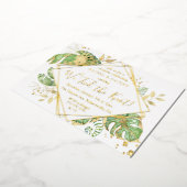 Invitation En Aluminium Réception de mariage en fuite tropical élégant or (Rotation)