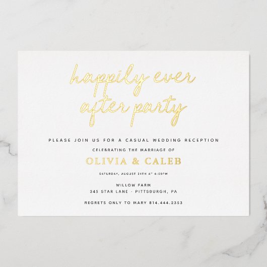 Invitation En Aluminium Réception de mariage et fin heureuse  (Recto)