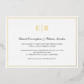Invitation En Aluminium Réception de mariage formelle avec monogramme doré (Recto)