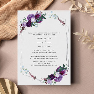 Invitation En Aluminium Réception de mariage géométrique floral violet arg