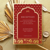 Invitation En Aluminium Réception de mariage indien Elephant & Lotus Flowe