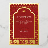 Invitation En Aluminium Réception de mariage indien Elephant & Lotus Flowe (Recto)