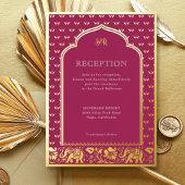 Invitation En Aluminium Réception de mariage indienne Elephant & Lotus Flo