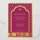 Invitation En Aluminium Réception de mariage indienne Elephant & Lotus Flo (Recto)