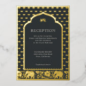 Invitation En Aluminium Réception de mariage indienne Elephant & Lotus Flo (Recto)