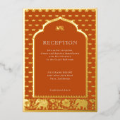 Invitation En Aluminium Réception de mariage indienne Elephant & Lotus Flo (Recto)