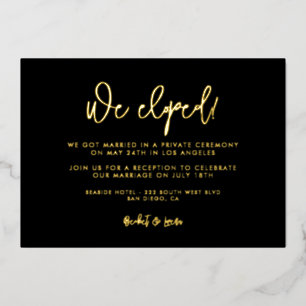 Invitation En Aluminium Réception de mariage intime noir et or contemporai
