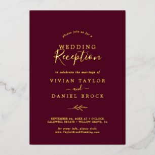 Invitation En Aluminium Réception de mariage minimale feuille or feuille b
