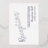 Invitation En Aluminium Réception de mariage moderne Script Argent (Recto)