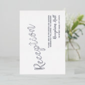 Invitation En Aluminium Réception de mariage moderne Script Argent (Debout devant)