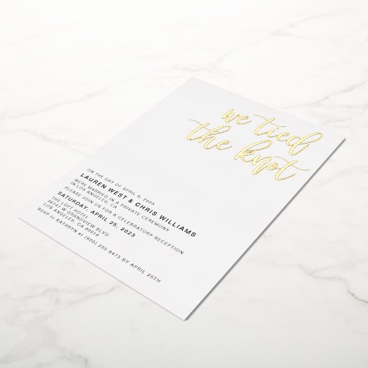 Invitation En Aluminium Réception de mariage Nous avons noué le nœud (Rotation)