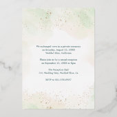 Invitation En Aluminium Réception de mariage rustique eucalyptus doré phot (Verso)